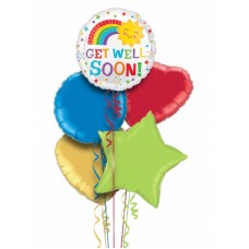 Get Well Soon Rainbow and Sun Balloon Bouquet